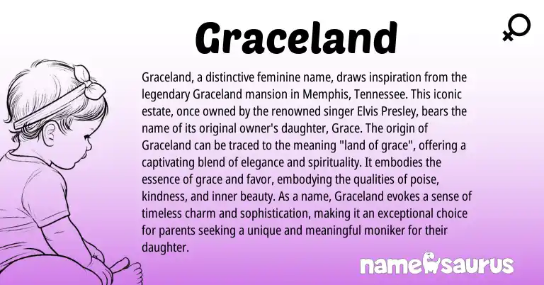 Infographic about Graceland name meaning, Graceland is a name from N/A origin(s).