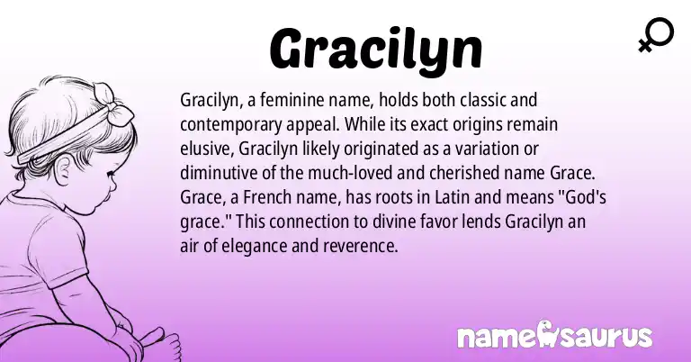 Infographic about Gracilyn name meaning, Gracilyn is a name from N/A origin(s).