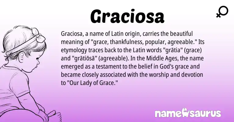 Infographic about Graciosa name meaning, Graciosa is a name from Latin origin(s).