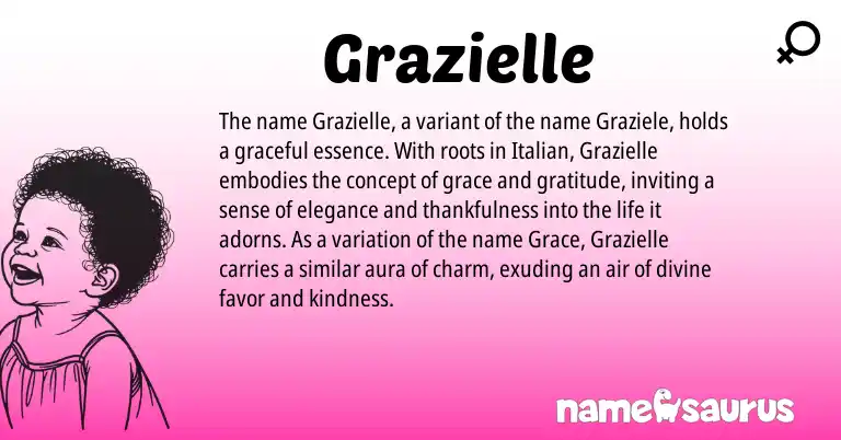 Infographic about Grazielle name meaning, Grazielle is a name from Italian origin(s).