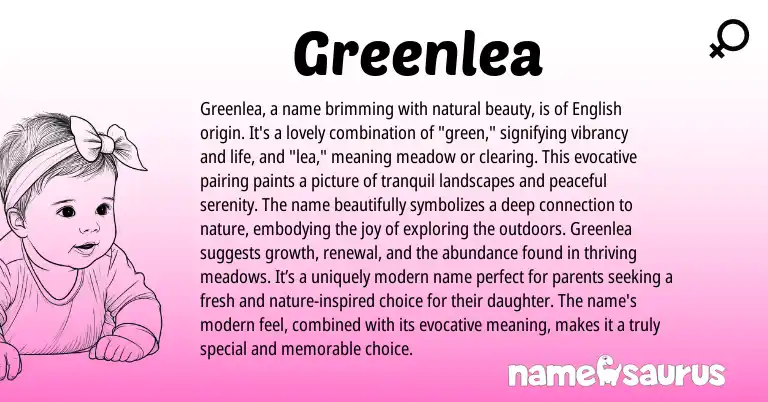 Infographic about Greenlea name meaning, Greenlea is a name from Other origin(s).