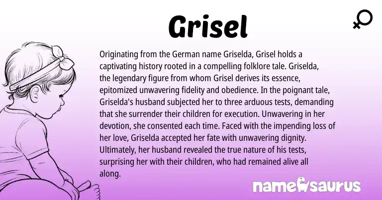 Infographic about Grisel name meaning, Grisel is a name from German origin(s).