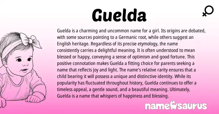 Infographic about Guelda name meaning, Guelda is a name from Germanic origin(s).