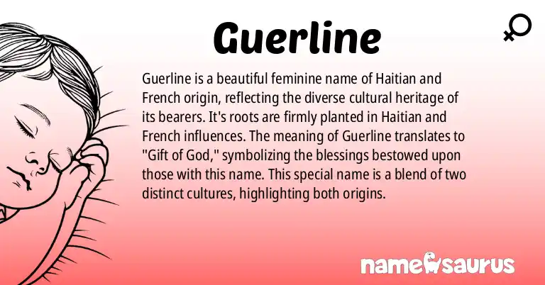 Infographic about Guerline name meaning, Guerline is a name from French, Haitian Creole, Haitian origin(s).
