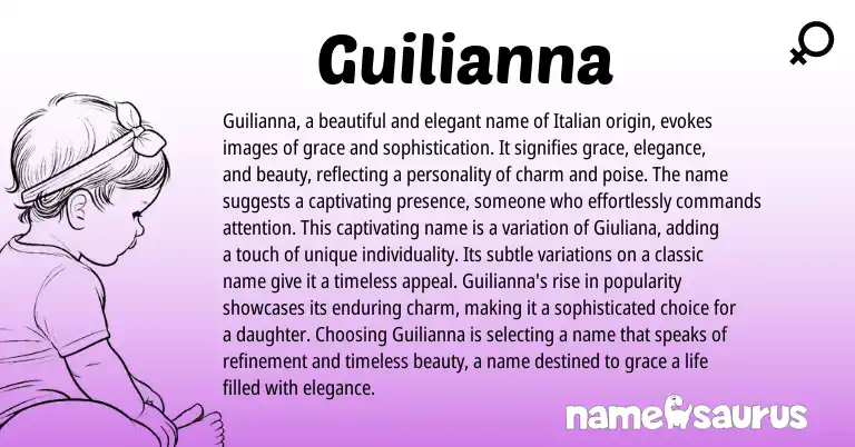 Infographic about Guilianna name meaning, Guilianna is a name from Italian origin(s).