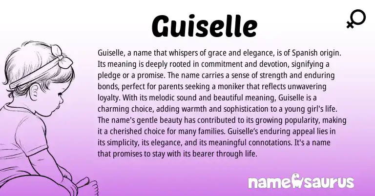 Infographic about Guiselle name meaning, Guiselle is a name from Spanish origin(s).
