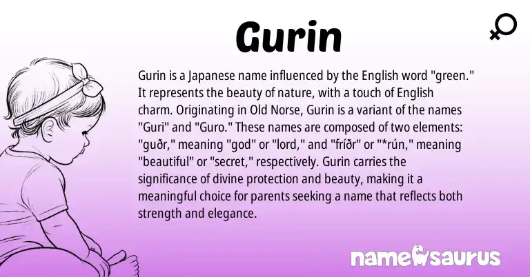 Infographic about Gurin name meaning, Gurin is a name from Old Norse, English, Japanese origin(s).