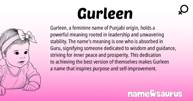 Infographic about Gurleen name meaning, Gurleen is a name from Punjabi origin(s).