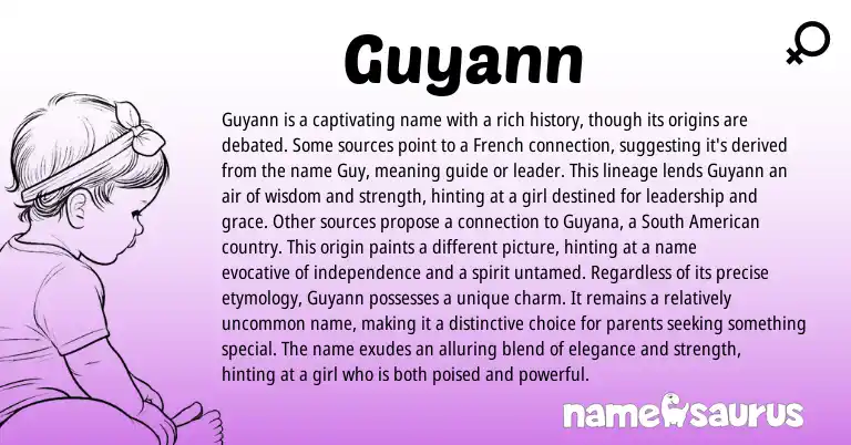 Infographic about Guyann name meaning, Guyann is a name from French origin(s).