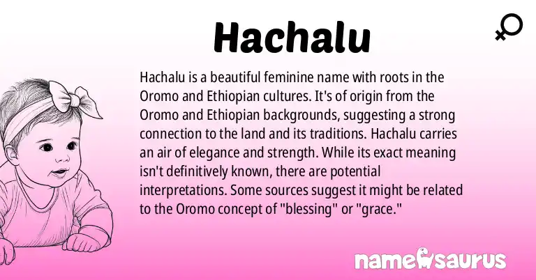 Infographic about Hachalu name meaning, Hachalu is a name from Oromo, Ethiopian origin(s).
