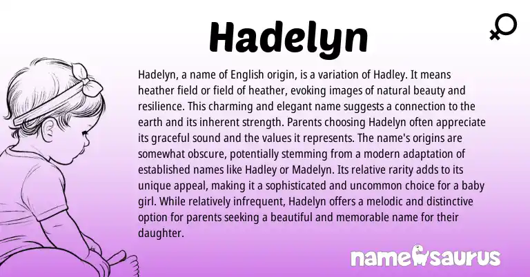 Infographic about Hadelyn name meaning, Hadelyn is a name from English origin(s).