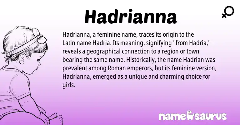 Infographic about Hadrianna name meaning, Hadrianna is a name from Roman, Latin origin(s).