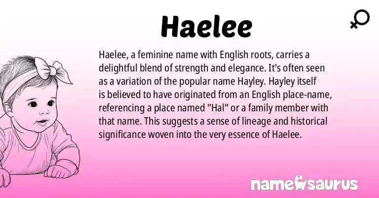 Infographic about Haelee name meaning, Haelee is a name from English origin(s).