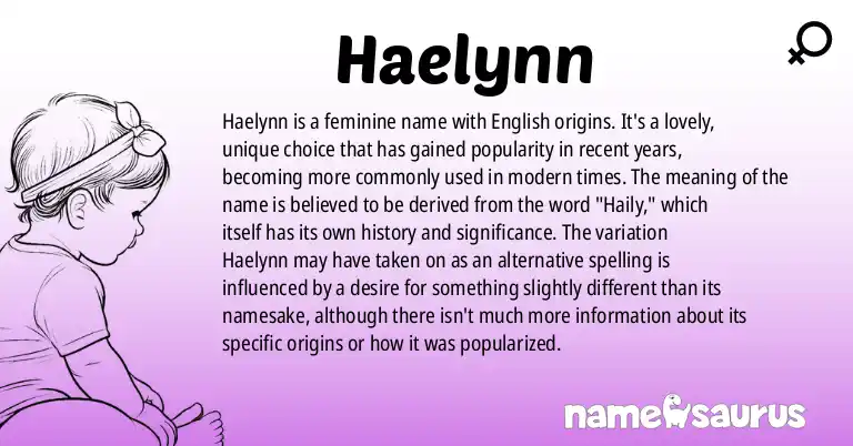 Infographic about Haelynn name meaning, Haelynn is a name from English origin(s).