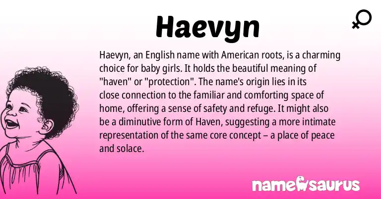 Infographic about Haevyn name meaning, Haevyn is a name from English (American) origin(s).
