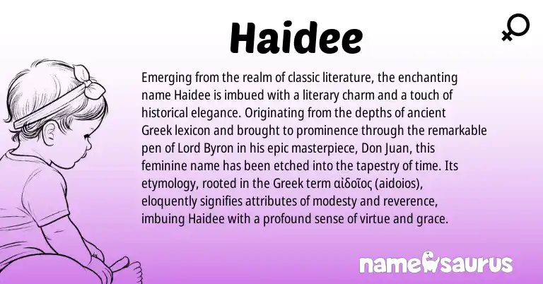 Infographic about Haidee name meaning, Haidee is a name from Greek origin(s).