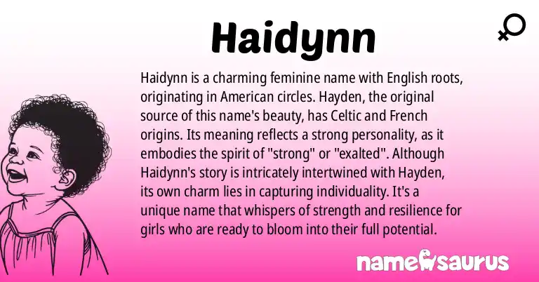 Infographic about Haidynn name meaning, Haidynn is a name from English (American) origin(s).