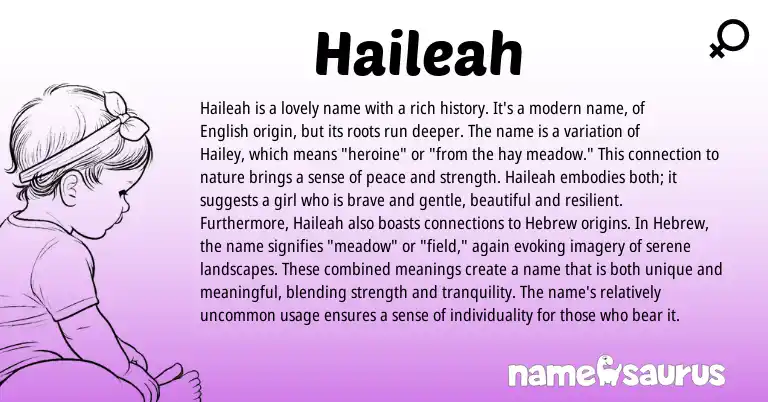 Infographic about Haileah name meaning, Haileah is a name from Hebrew, English origin(s).
