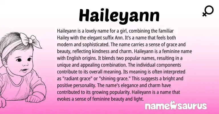 Infographic about Haileyann name meaning, Haileyann is a name from Other origin(s).
