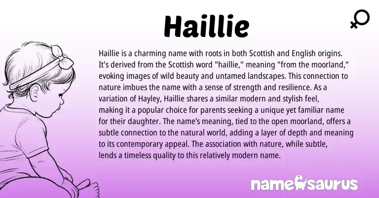 Infographic about Haillie name meaning, Haillie is a name from Scottish, English origin(s).