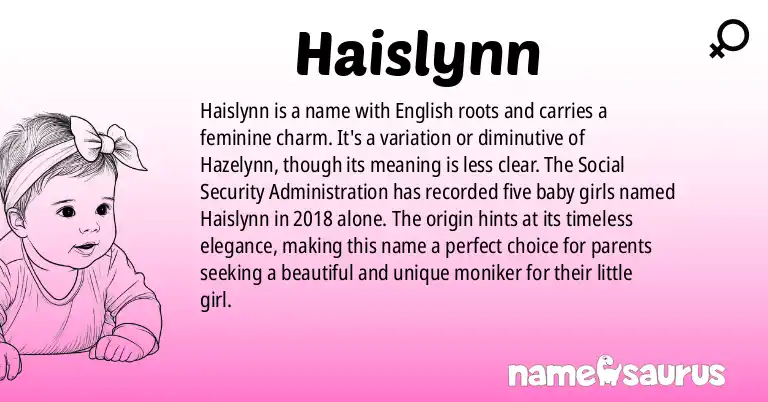 Infographic about Haislynn name meaning, Haislynn is a name from English origin(s).