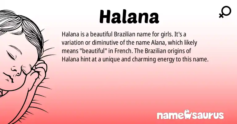Infographic about Halana name meaning, Halana is a name from Brazilian origin(s).