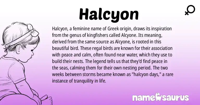 Infographic about Halcyon name meaning, Halcyon is a name from Various, Greek origin(s).