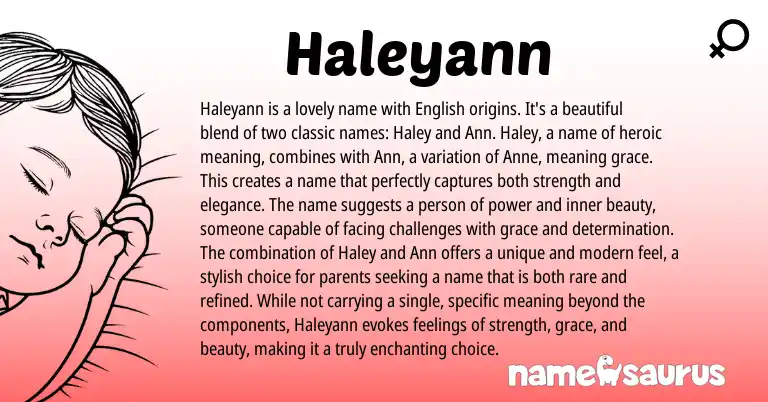 Infographic about Haleyann name meaning, Haleyann is a name from English origin(s).