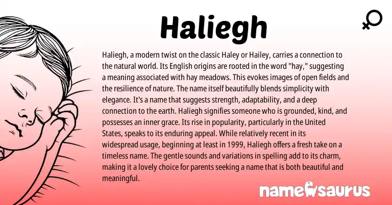 Infographic about Haliegh name meaning, Haliegh is a name from English origin(s).