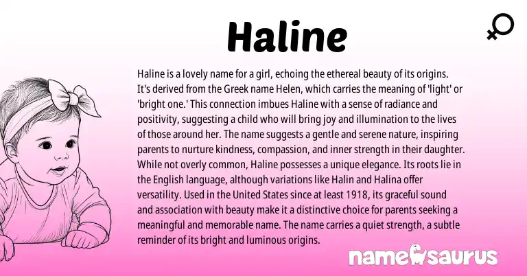Infographic about Haline name meaning, Haline is a name from Polish, Greek origin(s).