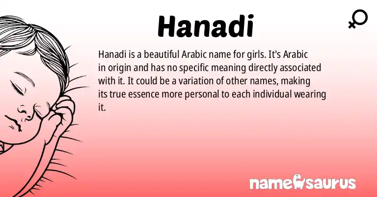 Infographic about Hanadi name meaning, Hanadi is a name from Arabic origin(s).