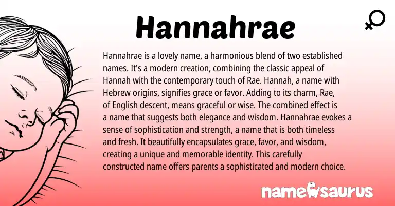 Infographic about Hannahrae name meaning, Hannahrae is a name from Hebrew, English origin(s).