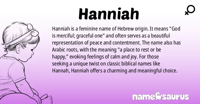 Infographic about Hanniah name meaning, Hanniah is a name from Hebrew origin(s).