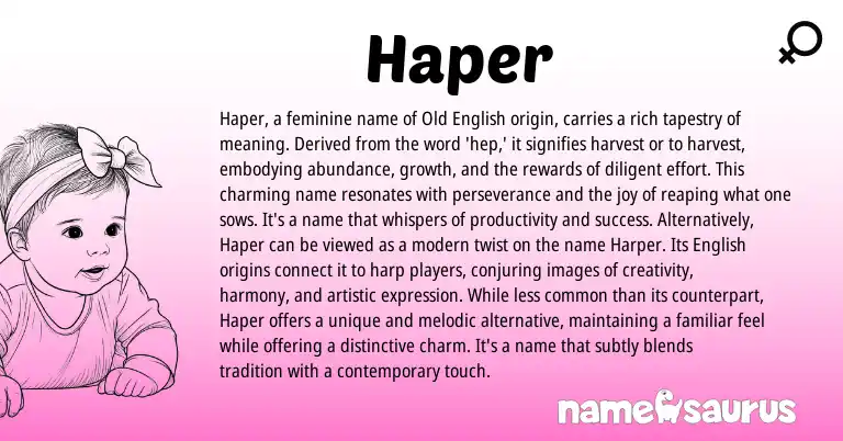 Infographic about Haper name meaning, Haper is a name from English origin(s).