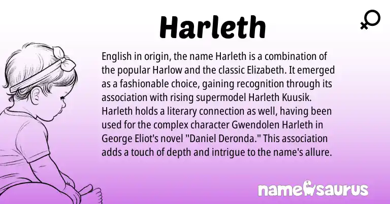 Infographic about Harleth name meaning, Harleth is a name from English origin(s).