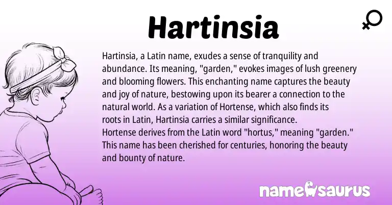 Infographic about Hartinsia name meaning, Hartinsia is a name from Latin origin(s).