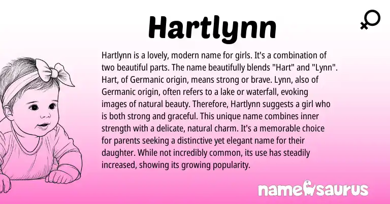 Infographic about Hartlynn name meaning, Hartlynn is a name from English origin(s).