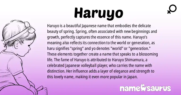 Infographic about Haruyo name meaning, Haruyo is a name from Japanese origin(s).