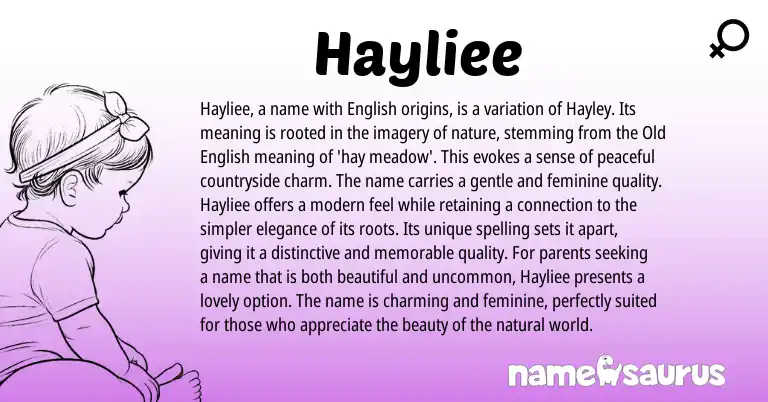 Infographic about Hayliee name meaning, Hayliee is a name from English origin(s).