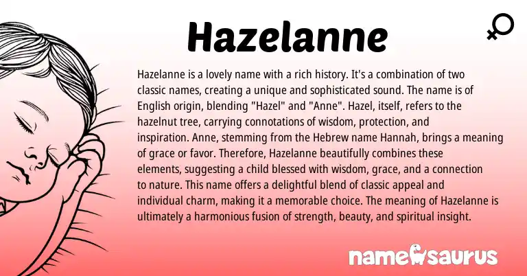 Infographic about Hazelanne name meaning, Hazelanne is a name from Hebrew, English origin(s).