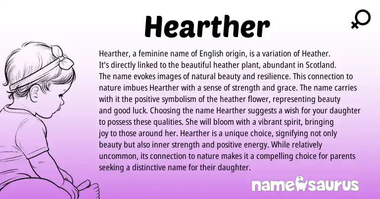 Infographic about Hearther name meaning, Hearther is a name from English origin(s).