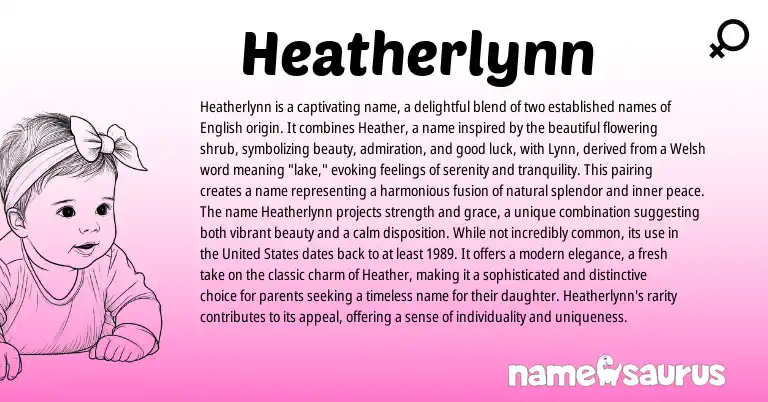 Infographic about Heatherlynn name meaning, Heatherlynn is a name from Welsh, English origin(s).