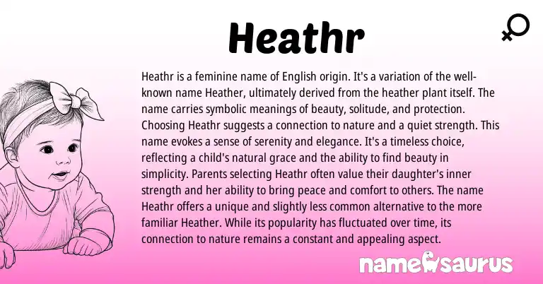 Infographic about Heathr name meaning, Heathr is a name from English origin(s).