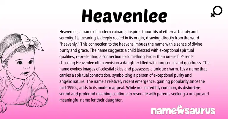 Infographic about Heavenlee name meaning, Heavenlee is a name from English origin(s).
