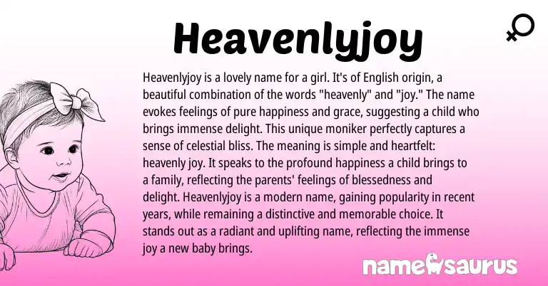 Infographic about Heavenlyjoy name meaning, Heavenlyjoy is a name from English origin(s).