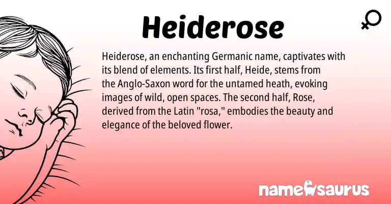 Infographic about Heiderose name meaning, Heiderose is a name from Germanic, Latin, Anglo-Saxon origin(s).