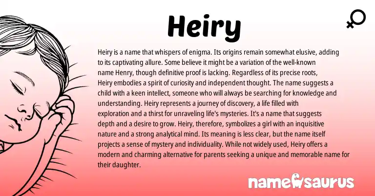 Infographic about Heiry name meaning, Heiry is a name from English origin(s).