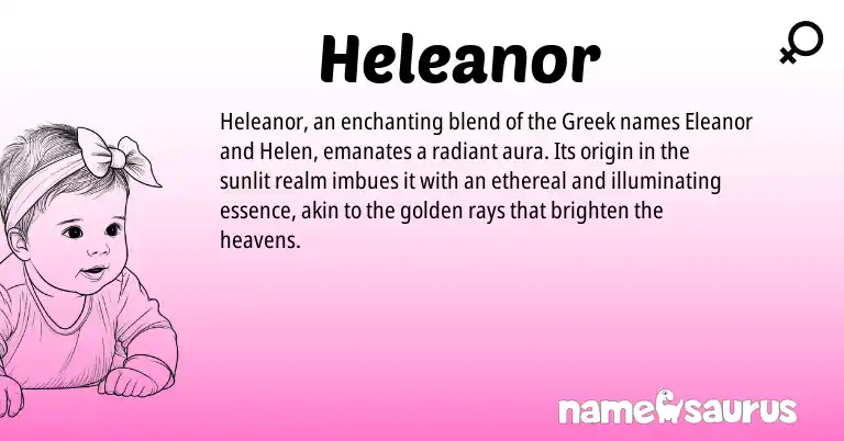 Infographic about Heleanor name meaning, Heleanor is a name from Greek origin(s).