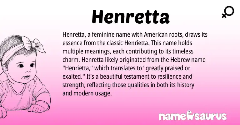 Infographic about Henretta name meaning, Henretta is a name from American origin(s).