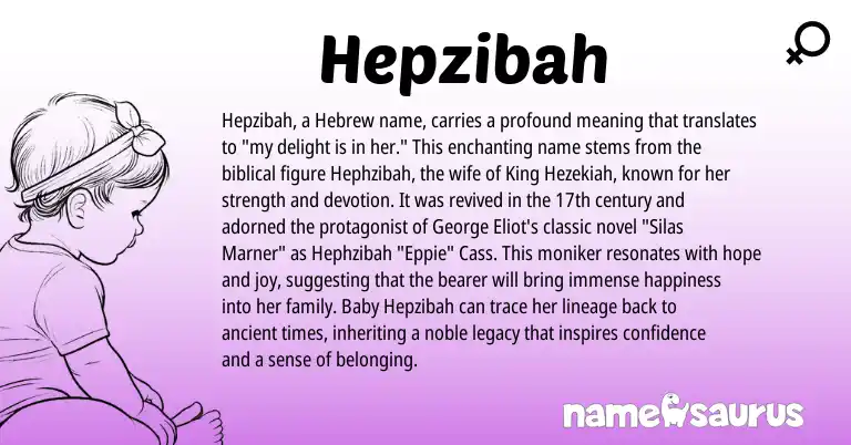 Infographic about Hepzibah name meaning, Hepzibah is a name from Hebrew origin(s).